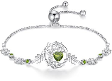 FANCIME Lebensbaum Peridot Armband für Damen 925 Sterling Silber Baum des Lebens Peridot Anhänger Armband Schmuck Geschenke für Damen Frauen Mädchen
