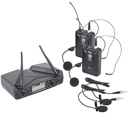 PROEL EIKON WM700DHA (DUAL) - Coppia microfoni wireless ad Archetto per karaoke, canto e live, Nero