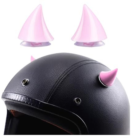 CGEAMDY 2 Stück Motorradhelm Hörner, Gummi Motorradhelm Hörner Dekoration, Motorradzubehör Fahrradhelm Hörner Dekoration Mit Saugnäpfen, Helmdekoration(Rosa)