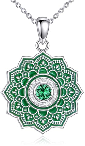 Vadmans Lotus Kette 925 Sterling Silber Lotus Halskette Anhänger Lotusblume Lotus Geschenk Schmuck für Damen (05-Mai)