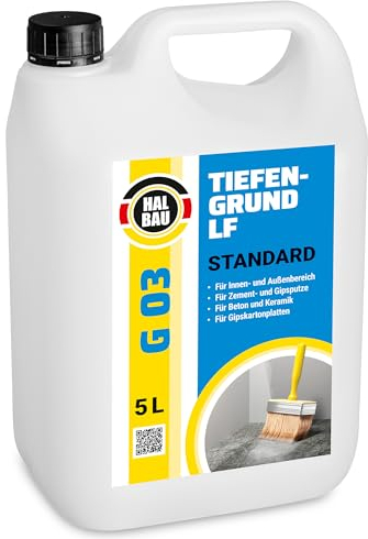 HALBAU Deep Primer 5 L, Primer for Indoor and Outdoor Use, Primer for Plaster, Paints, Wallpaper G03