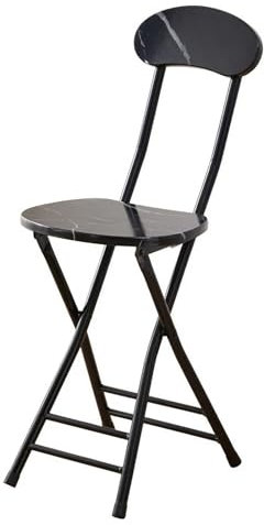 45cm Taburete de Bar Plegable con Respaldo, Silla Alta de Desayuno para Adultos, Silla Portátil de Altura de Mostrador para Cocina, Jardín, Barbacoa(Zwart)