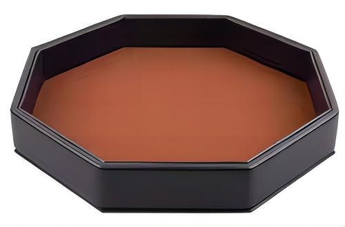 Würfeltablett aus Leder, 29,1 cm, mit Filz ausgekleidetes achteckiges PU-Leder-Würfeltablett (braun)