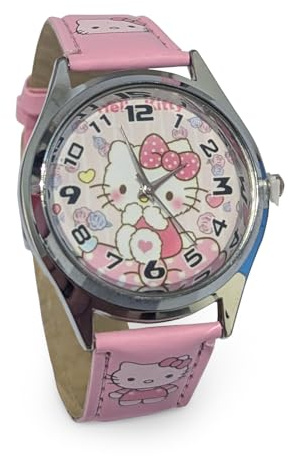 Girls Analog Quartz Watch, Colorful Leather Strap for Girls, Gift for 3-10 Year Olds, Hello Kitty, Disney Princess, Packed in Colorful Box Gift