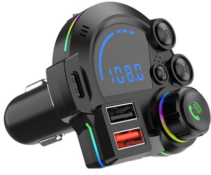 Heart Horse Transmisor FM Bluetooth 5.3 para Coche, Manos Libres Reproductor Música Coche, Adaptador de Radio Bluetooth con PD 20W QC3.0 USB Carga Rápida, Soporte Tarjetas TF, USB y Flash Drive