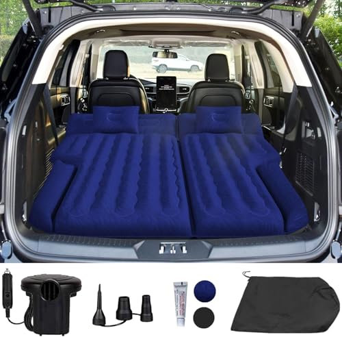 Vino Cove Auto Matratze Luftmatratze für SUV 185x140x16 cm, Beflockung Oberfläche Auto Luftbett mit 2 Kissen, Aufblasbaren Autobett für Kofferraum für Reisen Camping Zuhause