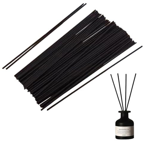 100 Stück Rattanstäbchen für Raumduft Stäbchen, 30cm x 3mm Duftstäbchen Diffuserstäbchen Rattan Reed Fiber, Aroma Diffuser Stäbchen für ätherische Öle im Home Office Hotel Spa(Farbe:Schwarz)