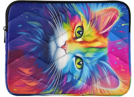 Blue Red Cat Laptop Bags for Women 15.6 Inch, Comprehensive Protection, Womens Computer Bag