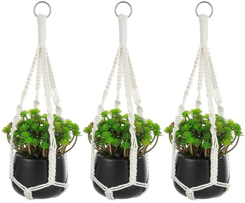 VIDSTW 3 Piezas 50 CM Macetas Colgantes Macetero Colgante Estilo Bohemio Porta Piante da Appendere Tejido Mano Soporte Colgar Plantas Interior para Sala Estar Balcón Techo Pared Ventana