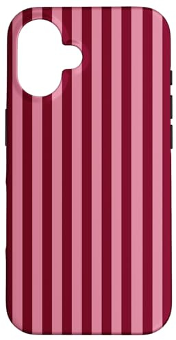 Burgundy and Pink Stripes Geometric Vertical Lines Trendy Case for iPhone 16