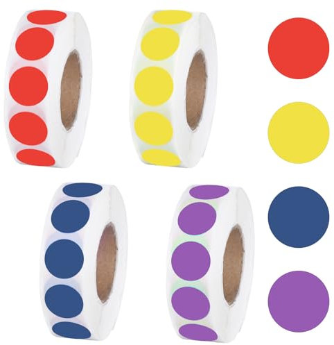 Oruola 4000 Stück Markierungspunkte,Runde Klebepunkte 19mm Bunt,Farbige Klebepunkte,Punkte Aufkleber,4 Farben Sticker Rund für Büro,Schule,Zuhause,Klassenzimmer,Markierung,Geschäft
