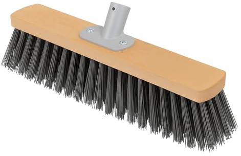 BH | 16 Heavy Duty Outdoor Broom | Silver | 1-Pack | Sweeping Brush | Stiff Hard Brush | PVC Bristle Wooden Head | Cleaning Gardens, Yards, Street Home, Garage and Driveway - By BEST HOUSE
