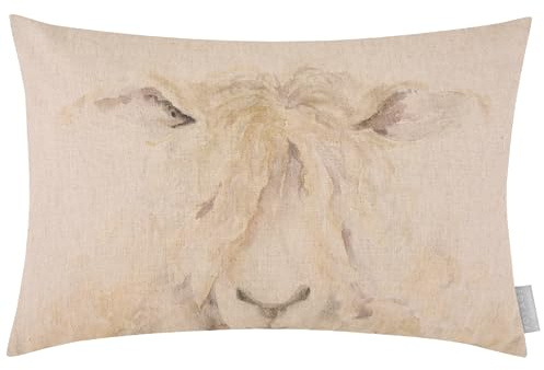 Voyage Maison Mr Wooly Feather Filled Cushion – Hand-Painted Watercolour Linen Blend (Multicolour - 40x60cm)