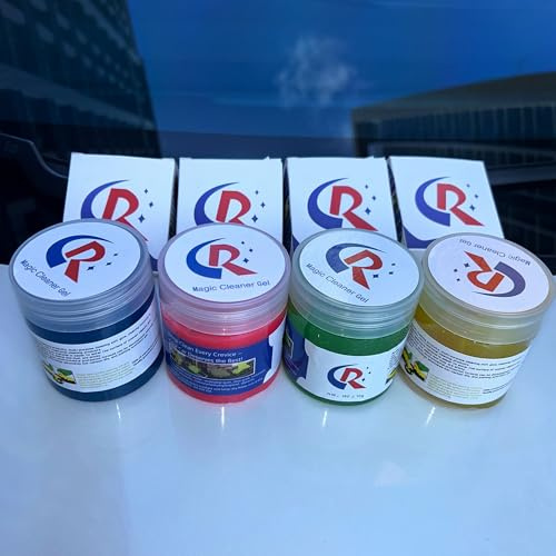 CR CHRWLIN 4-Pack Car Cleaning Gels Car Interior Cleaner Putty Slime Auto Detailing Tools Universal Dust Removal Cleaning Kit for Car Accessories Vents 3C Office Four Scented