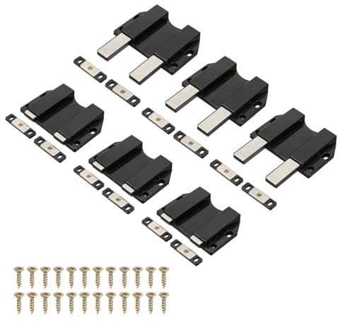 PATIKIL 6 Stück Magnetische Druckverschlüsse 115 X 100 X 17 Mm Große Doppelte Push To Open Türverschlüsse Schrank Push Release Press Out Verriegelungen Für Versteckte Schublade Schwarz
