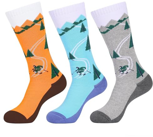 Feosger Merino Wool Kids Ski Socks Thermal Thick Warm Snowboarding Socks for Boys & Girls for Skiing (Age 7-12) 3 Pairs