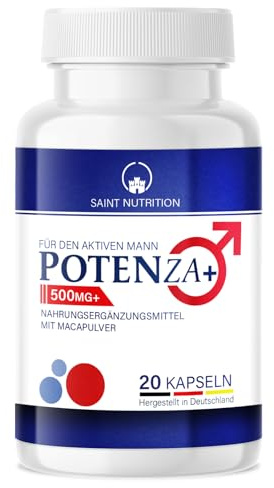 Potenza+ für den aktiven Mann – Extra stark für Männer Sofortwirkung | Hochdosiert mit Maca, L-Arginin & Zink – Original Kapseln für optimale Unterstützung - 20 Stück