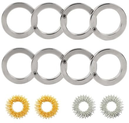 AHEJIOO 8 Stück Fidget Toys Erwachsene & Kinder Set - 4 Magnetische Ringe & 4 Akupressur Ringe - ADHS Spielzeug Anti Stress Ring für Konzentration - Skills Set Stress Erwachsene & Stressabbau