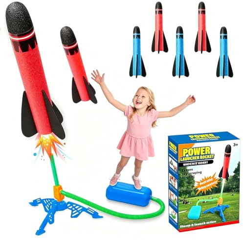 Spiritzohic Rocket Toy Launcher, Foam Rocket Launcher Fun Stomp Rockets Outdoor Toy Foam Rockets Toys Playset Fun Garden Beach Play for Outdoor,Indoor,Garden Animal Set