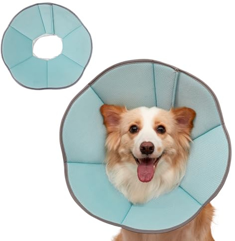 GGW Weiche Halskrause Hund verstellbar atmungsaktiv (Hellblau, XXL) | Bequemer Leckchutz-Schutzkragen für Hunde. Ideal für postoperative Pflege oder Hautjucken. Verstellbarer Halsumfang.