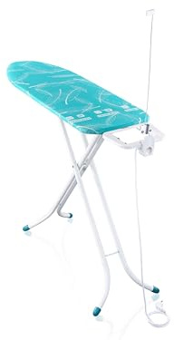 Leifheit Bügelbrett Air Board M Compact Plus, Bügeltisch mit Thermo-Reflect | Bügelfläche 120 x 38 cm, Bezug mit 2-Seiten-Bügeleffekt, ultraleicht, höhenverstellbar bis 98 cm, Steckdose, Kabelhalter