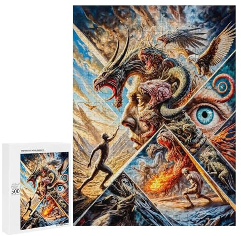 Puzzles 500 PCS Für Erwachsene Man Facing Monsters Puzzles Für Erwachsene Familienspiele Handgeschwindigkeitsrennen Geschenke Für Freunde Und Familie 500 PCS
