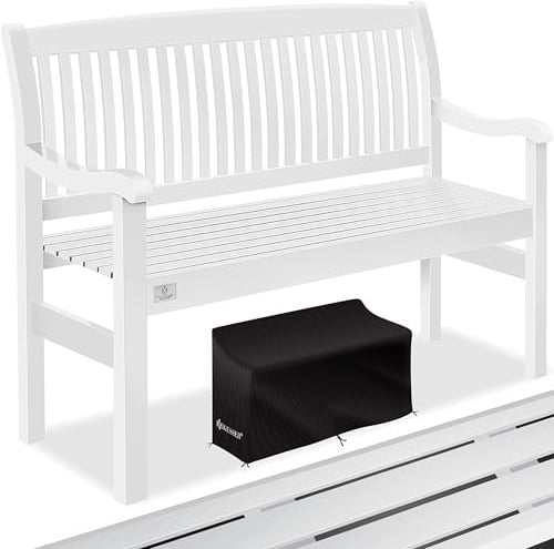 KESSER® Gartenbank Holz wetterfest 125cm Holzbank Garten 2-3 Sitzer, Sitzbank Outdoor, Balkonbank aus Massivholz, Parkbank 320 kg belastbar für Garten, Terrasse & Balkon inkl. Abdeckung, Weiß