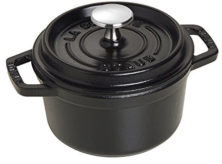 STAUB Cast Iron Dutch Oven 0.75-qt Round Cocotte, Made in France, Serves 1, Matte Black