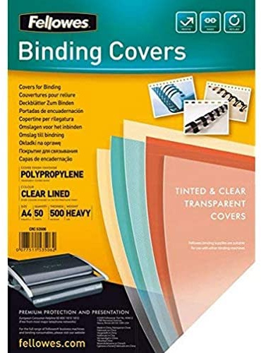 Fellowes Deckblätter Fantaisie (Polypropylen), 500 Mikron, transparent/liniert