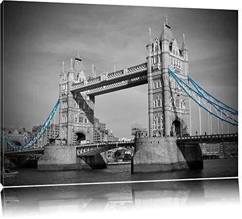 Pixxprint legendäre Tower Bridge B&W, Größe: 100x70cm, Leinwandbild, fertig gespannt, Wandbild, Dekoration, Kunstdruck, kein Poster