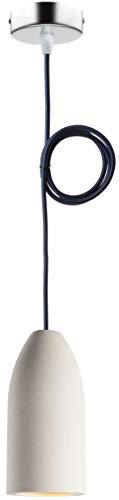 Buchenbusch urban design Esszimmer Lampe hängend light edition 7,5 x 16 cm, Pendelleuchte einflammig mit Textilkabel Dunkelblau