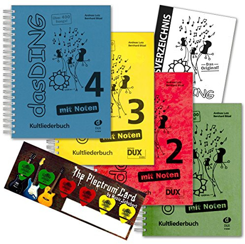 Musik-Schubert Das Ding 1+2+3+4 mit Noten - der ultimative Liederbuch - Super-Megapack !!! (über 1600 Songs) im Set Plektrum-Card© und extra Gesamt-Inhaltsverzeichnis - alphabetisch Sortiert