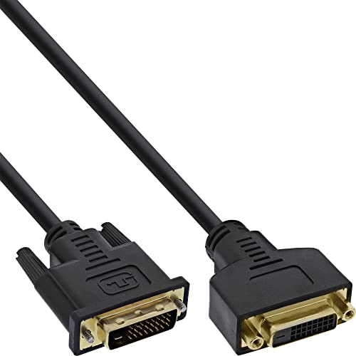 InLine 20199 Cavo DVI-D 24+1 Maschio a DVI-D 24+1 Femmina, PIN Dorati, Dual Link, 2M - Nero