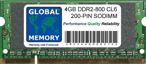 GLOBAL MEMORY 4Go DDR2 800MHz PC2-6400 200-PIN SODIMM MÉMOIRE RAM pour Intel iMac DÉBUT 2008 20 Pouces (2.4GHz, 2.66GHz) / 24 Pouces (2.8GHz, 3.06GHz)