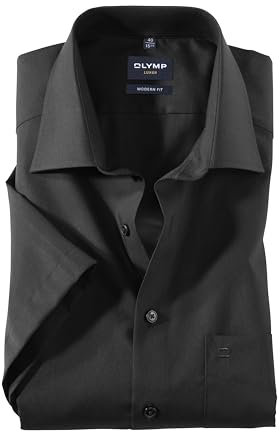 OLYMP Herren Businesshemd Langarm Luxor,Einfarbig,modern fit,New Kent,schwarz 68,47