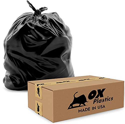 Ox Plastics OX Kunststoffe 55 Gallonen, 3 Mil Dicke, Große Contractor Schwere Taschen, Extra Große Trash Kann Mülltüte, 36 x 52 38X52 Schwarz