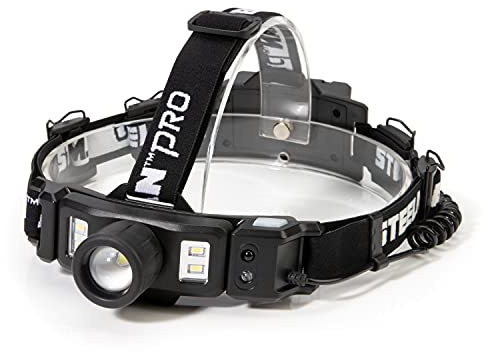 Steelman Pro Rechargeable Focusing Spotlight Headlamp, Motion-Sensing, Rear Safety Light, Pivoting Head, Up to 260 Lumens