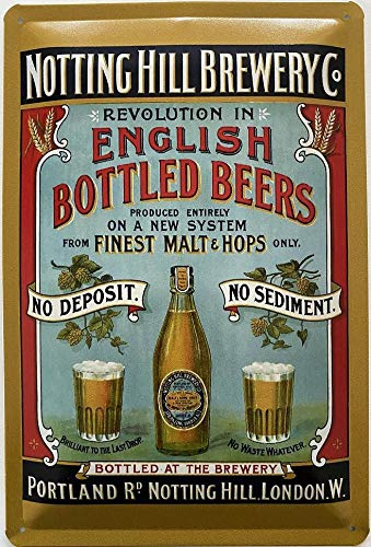 Blechschild 30 x 20 cm Notting Hill - Revolution in English Bottled Beers - Deko7