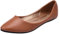 ANUFER Damen Ballerinas Spitze Zehe Mikrofaserleder Schlüpfen Kleid Pumpt Schuhe Braun SN020536 EU37