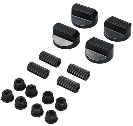 LUTH Premium Profi Parts Knebelset 41mmø Schwarz mit Adaptern Universal für Kochfeld Herd 16teilig