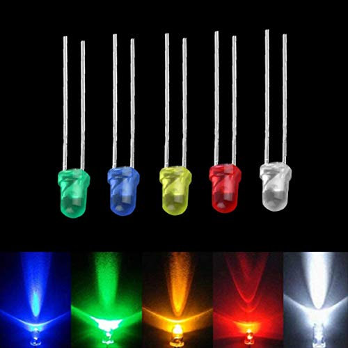 ARCELI 100 PCS Lampadina a LED a cinque colori ad alte prestazioni ad alta potenza Lampade a diodi a emissione magnetica a 2 pin Kit assortiti 3mm brillante