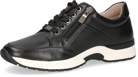 CAPRICE Damen Sneaker flach aus Leder mit Reißverschluss, Schwarz (Black Nappa), 41 EU