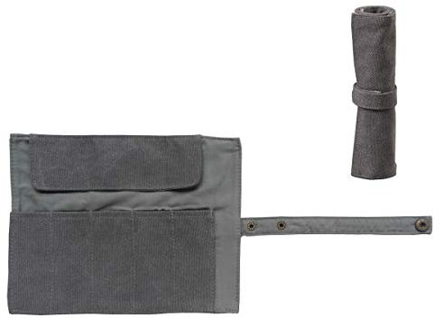 Enyuwlcm Canvas Stationery Handmade Rollup Pencil Case Travel Fountain Pen Organizer Bag Pencil Wrap Gray