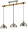 Trio Leuchten Pendelleuchte Delhi 303400367, Metall Nickel matt antik, Balken Holz, exkl. 3x E27