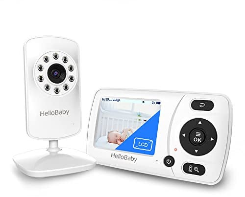 HelloBaby Baby Monitor, Upgrade Video Baby Monitor with Camera and Night Vision, 960p, No WiFi for Privacy, ECO Mode,Digital 2X Zoom,Alarm Function