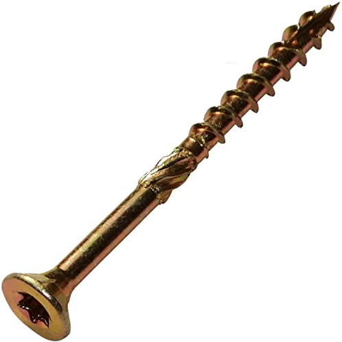 AERZETIX - C44464 - Juego de 100 - Tornillos para madera Ø4x50mm cabeza fresada con huella estrella T20 - acero cincado amarillo - montaje rosca sujeción fijación carpintería contrachapado aglomerado