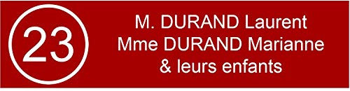 Briefkastenschild mit Nummer – Adhesives PVC-Schild – Graviertes Schild individuell gestaltbar 10 x 2,5 cm – 20 Farben verfügbar (Rot)