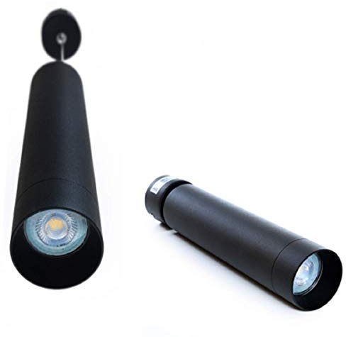 Braytron Schwarze Zylinder-Hängeleuchte (25 cm) mit GU10-Fassung, Pendelleuchte, Aluminium Ø6cm Hängelampe Küche Theke Bar
