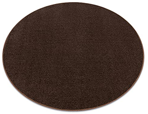 rugsx Einfarbiger Teppich Eton für Zimmer, Wohnzimmer, Schlafzimmer, Teppichboden Auslegware, Braun Verschiedene Größen, Kreis 150 cm