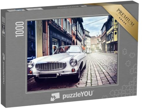 puzzleYOU: Puzzle 1000 Teile „Retro-Auto in der Altstadt“ – aus der Puzzle-Kollektion Autos, Oldtimer